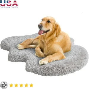 Non Slip Orthopedic Dog Bed Faux Fur Washable Rug Mat Soft Low Profile Design Joint Pain Relief and Comfort