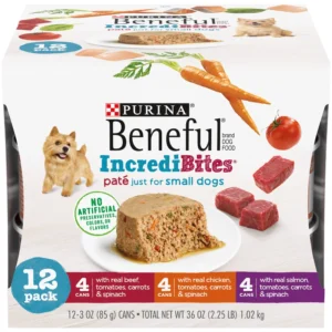 Purina Small Breed Wet Dog Food Variety Pack, Incredibites Pate, 3 oz Can