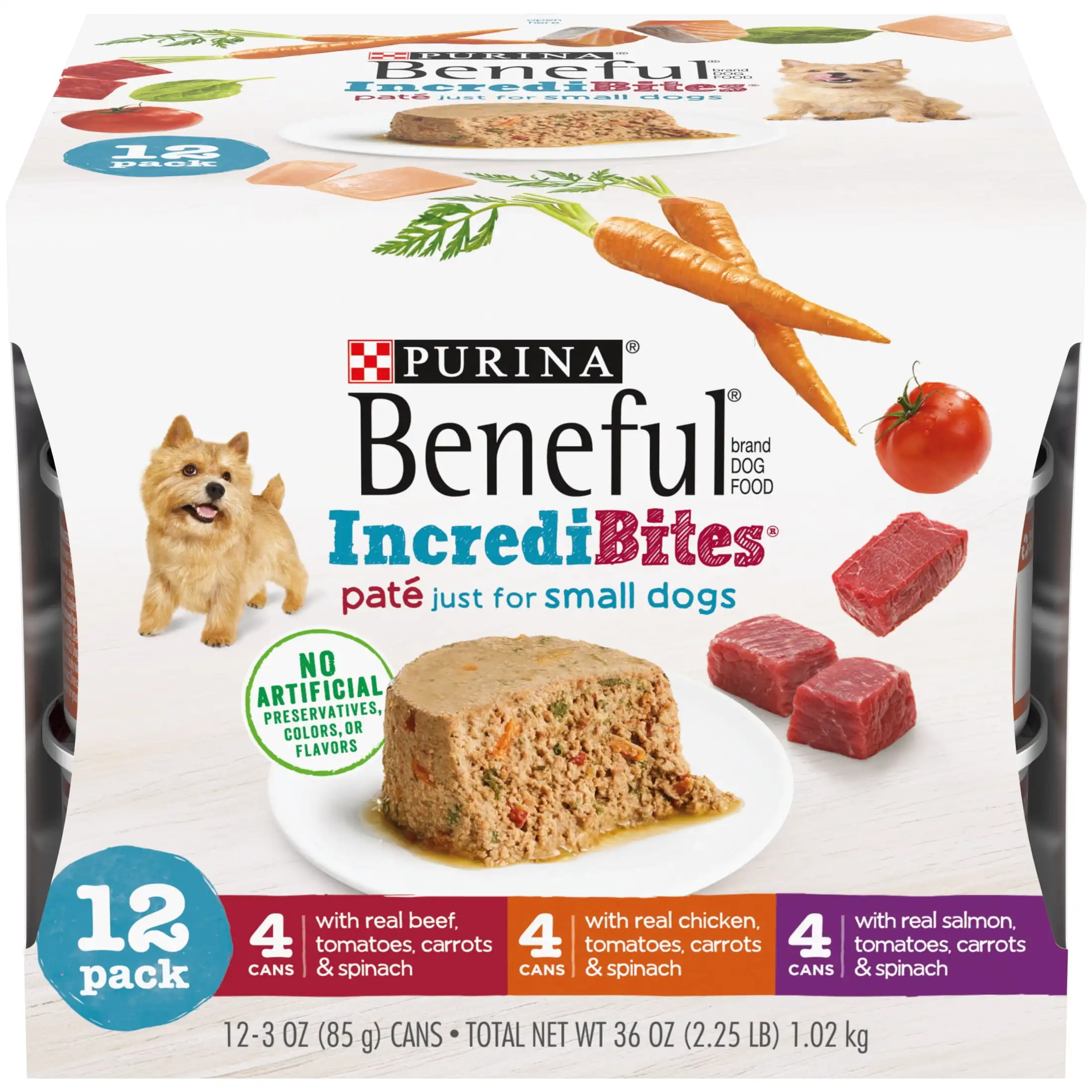 Purina Small Breed Wet Dog Food Variety Pack, Incredibites Pate, 3 oz Can
