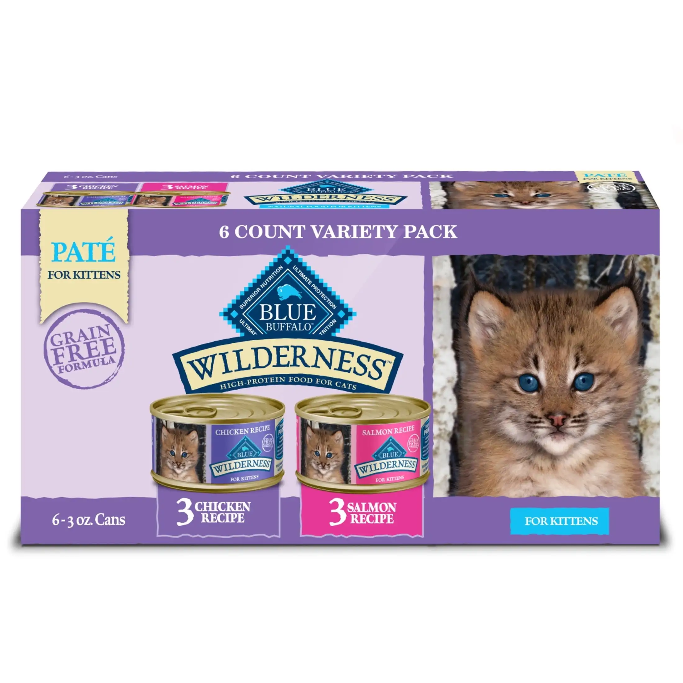 Wilderness Wet Kitten Food, Chicken & Salmon Variety Pack, 3-oz. (6 Count)