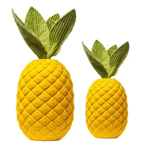Squeaky Pineapple Dog Toy Natural Rubber Squeaky Indestructible Dog Chew Toys Tough Dog Puzzle Toys Treat Dispensing For Small