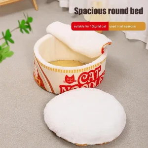 Ramen Noodle Cat Bed Noodle Bowl Soft Pet House All-Season Pet Kennel With Removable Cushion For Small Medium Large Dogs