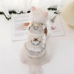 Cat Shirts For Cats Small Dog Girl Dress Fruit Squirrel Pattern Skirt Lace Skirt Dresses Girl Dog Pet Dress Party Costumes For
